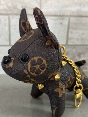 Dark brown French bulldog bag charm Keychain